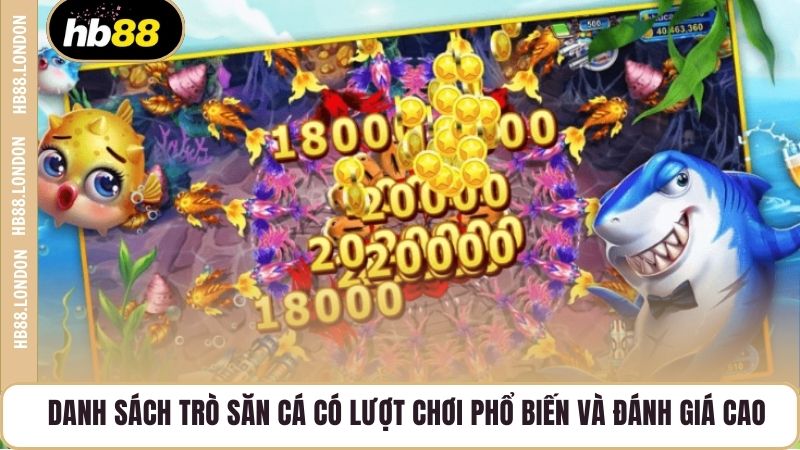 Danh sách trò săn cá có lượt chơi phổ biến và đánh giá cao